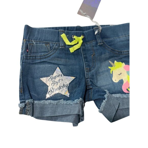 Vigoss Girls Denim Shorts With Unicorn Print & Star Patch Size 4 - Picture 5 of 7